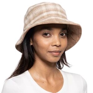 Jenni Reversible Corduroy & Plaid Bucket Hat NWT Brown/Tan OS